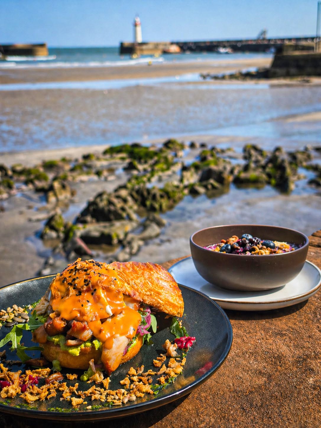Brunch by the sea with Donaghadee lighthouse in the background